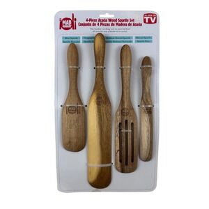 Mad Hungry 4-Piece Acacia Wood Spurtle Set Kitchen Tools As Seen On TV Kalorik